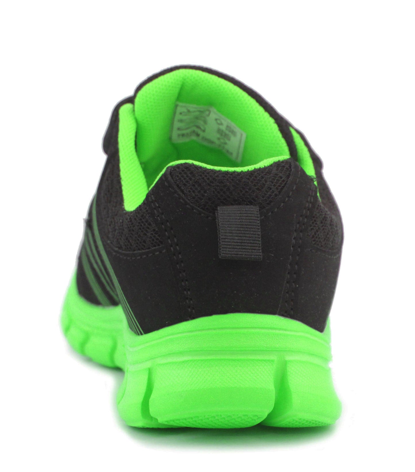 Kids Black Neon Green Youth Super Lightweight EVA Double Touch Fasten Strap Sports Trainers