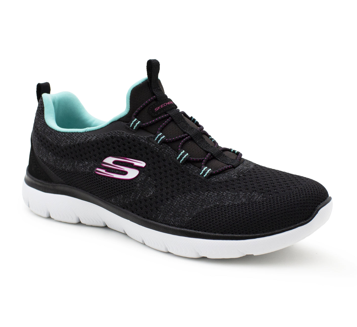 Skechers Women's Summits Trainers Lightweight Memory Foam Lace Up Sneakers Black Aqua