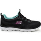 Skechers Women's Summits Trainers Lightweight Memory Foam Lace Up Sneakers Black Aqua