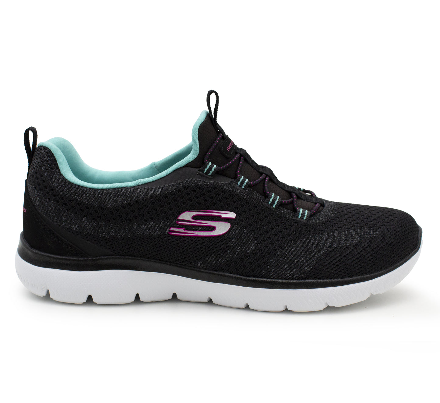 Skechers Women's Summits Trainers Lightweight Memory Foam Lace Up Sneakers Black Aqua