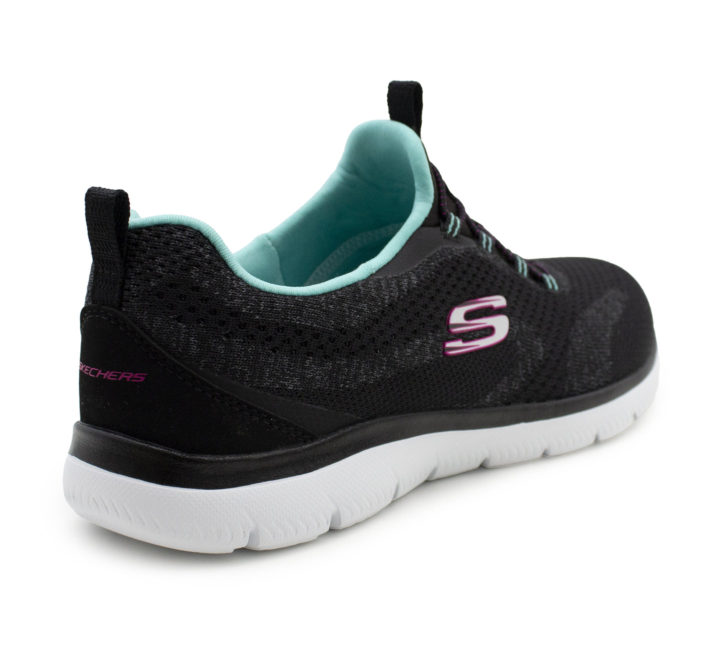 Skechers Women's Summits Trainers Lightweight Memory Foam Lace Up Sneakers Black Aqua