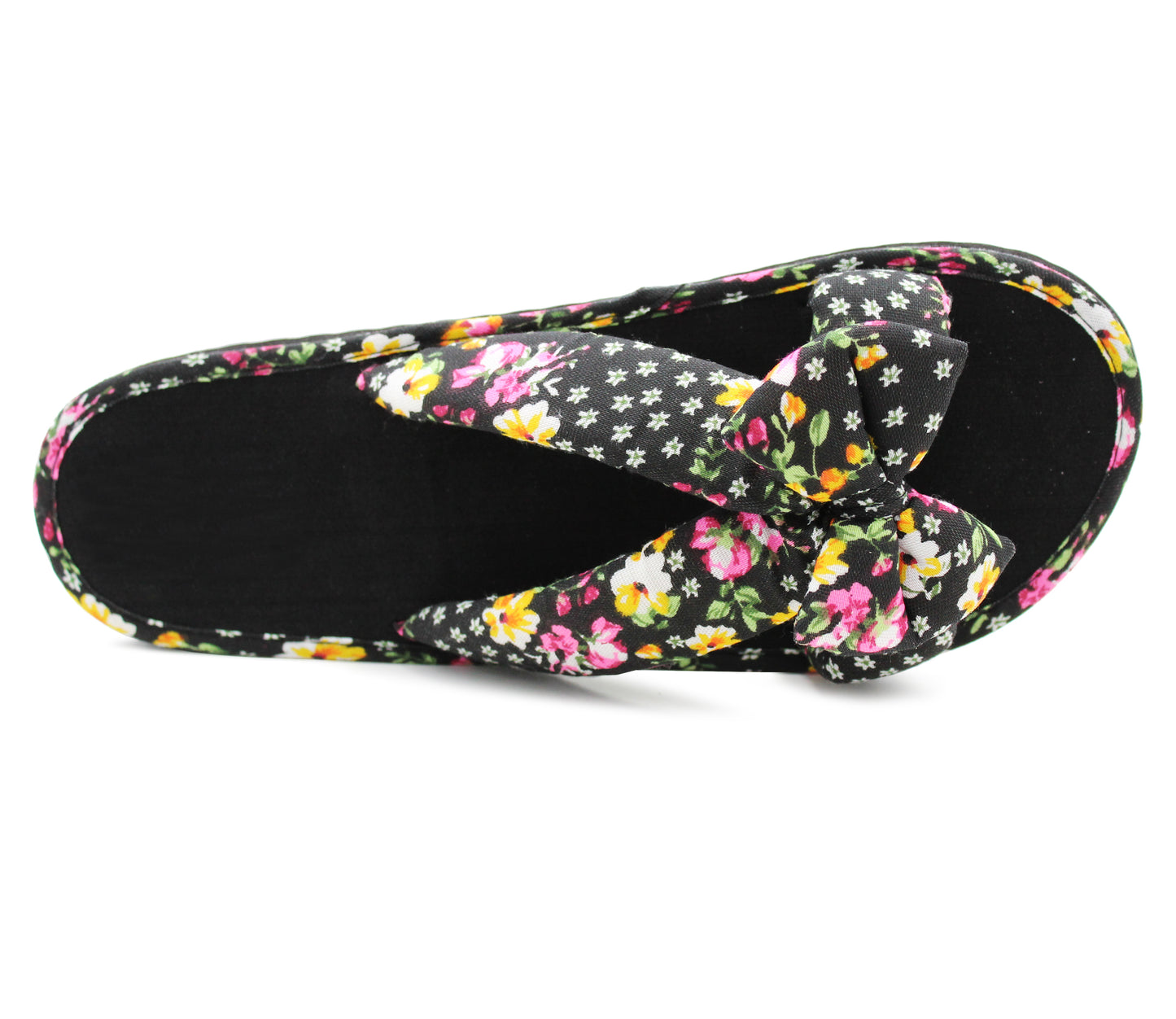 Womens Floral Mule Sandals Slip On Summer Beach Flip Flops Ladies Flat Bow Sliders Spa Pool Slides Black Floral