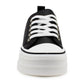 Womens Platform Canvas Trainers Lace Up Chunky Sole Baseball Sneakers Ladies Flat Low Top Fashion Trainer Pumps Black