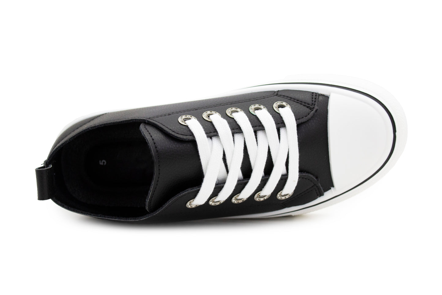 Womens Platform Canvas Trainers Lace Up Chunky Sole Baseball Sneakers Ladies Flat Low Top Fashion Trainer Pumps Black