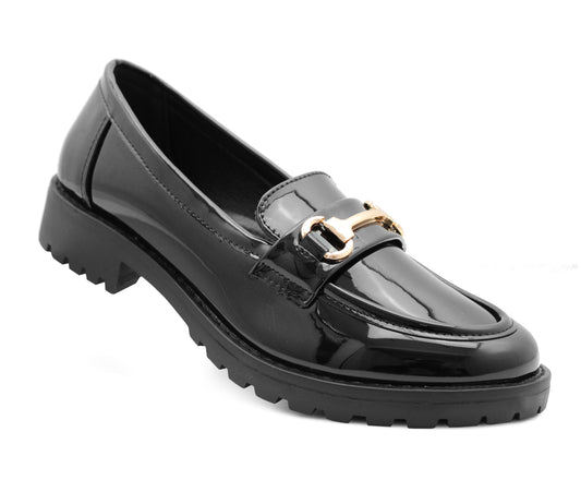 Womens Slip On Loafers Golden Buckle Tassel Decor Ladies Smart Casual Formal Business Work Uniform Shoes
