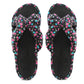 Womens Lightweight Floral Mule Sandals Slip On Sliders Summer Beach Flip Flops Ladies Flat Spa Pool Slides Black Pink