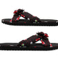 Womens Lightweight Floral Mule Sandals Slip On Sliders Summer Beach Flip Flops Ladies Flat Spa Pool Slides Black Red