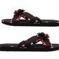 Girls Lightweight Floral Mule Sandals Slip On Sliders Summer Beach Flip Flops Ladies Flat Spa Pool Slides Black Red