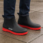 Mens Ankle Wellies Boots Black Red Short Slip On Waterproof Garden Chelsea Rain Boot Snow Farm Gardening Outdoor Festival Wellingtons