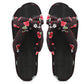 Womens Lightweight Floral Mule Sandals Slip On Sliders Summer Beach Flip Flops Ladies Flat Spa Pool Slides Black Red