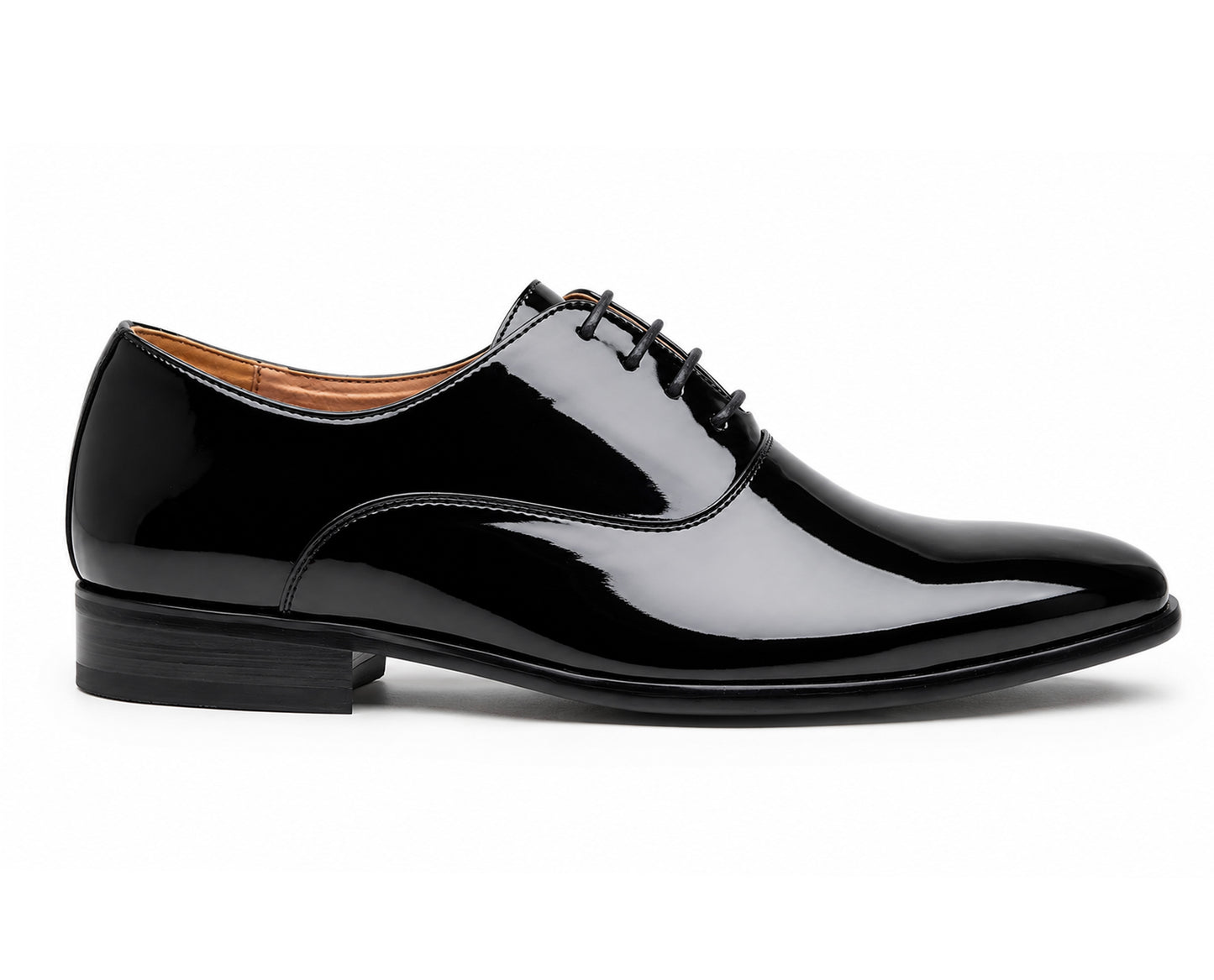 Mens Smart Formal Black Patent Shine Oxford Tie Shoes Derby Dress