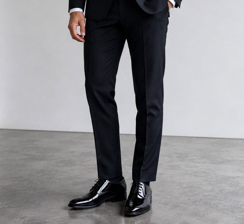 Mens Smart Formal Black Patent Shine Oxford Tie Shoes Derby Dress