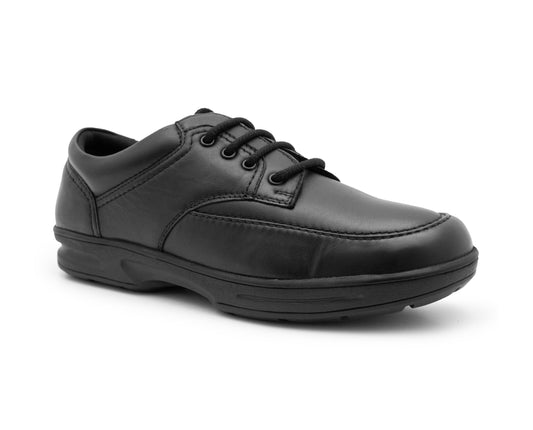 Mens Casual Black Leather Lace Up Shoes Comfort Smart Loafers
