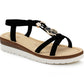 Womens Strappy Wedge Sandals Elastic Back Strap Platform Sole Comfort Flat Open Toe Summer Casual Beach Holiday Shoes