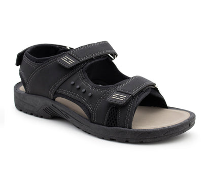 Mens Sports Sandals Hiking Triple Fasten Touch Close Straps Outdoor Trekking Beach Walking Water Summer Shoes