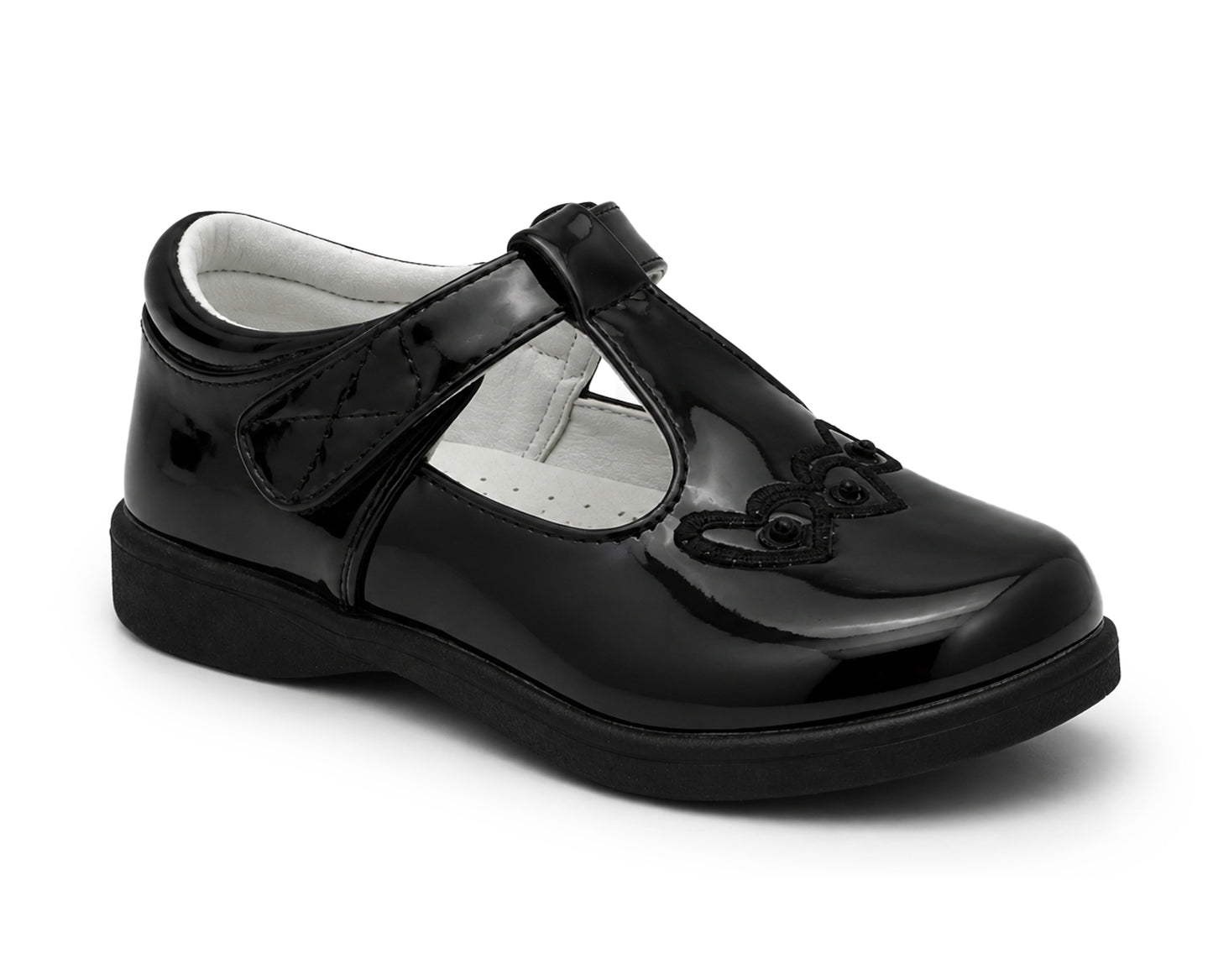 Girls Mary Jane School Shoes Black T-Bar Touch Fasten Adjustable Back To School Uniform Shoe
