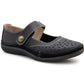 Womens Wide Fit Mary Janes Genuine Leather Nurse Office Wide EEE Fit Touch Fasten Ladies Casual Loafers Shoes