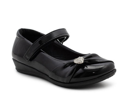 Girls Mary Jane School Shoes Black Patent T-Bar Touch Fasten Adjustable Back To School Uniform Shoe
