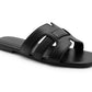 Womens Flat Slip On Sandals Open Toe Multi Strap Slides Backless Casual Summer Holiday Beach Slipper Flats Shoes