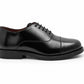 Mens Black Leather Oxford Shoes Formal Cap Toe Lace Up Smart Office Cadet Shoes