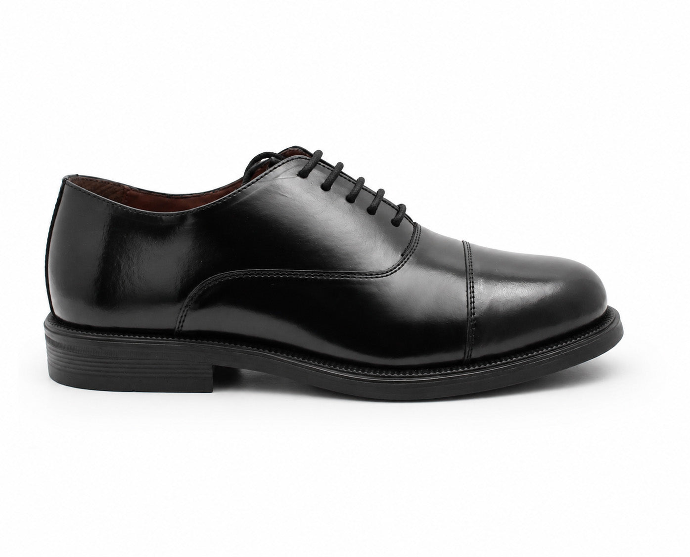 Mens Black Leather Oxford Shoes Formal Cap Toe Lace Up Smart Office Cadet Shoes