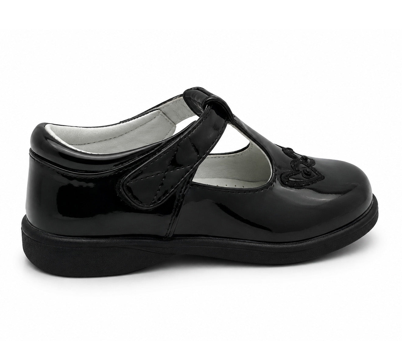 Girls Mary Jane School Shoes Black T-Bar Touch Fasten Adjustable Back To School Uniform Shoe