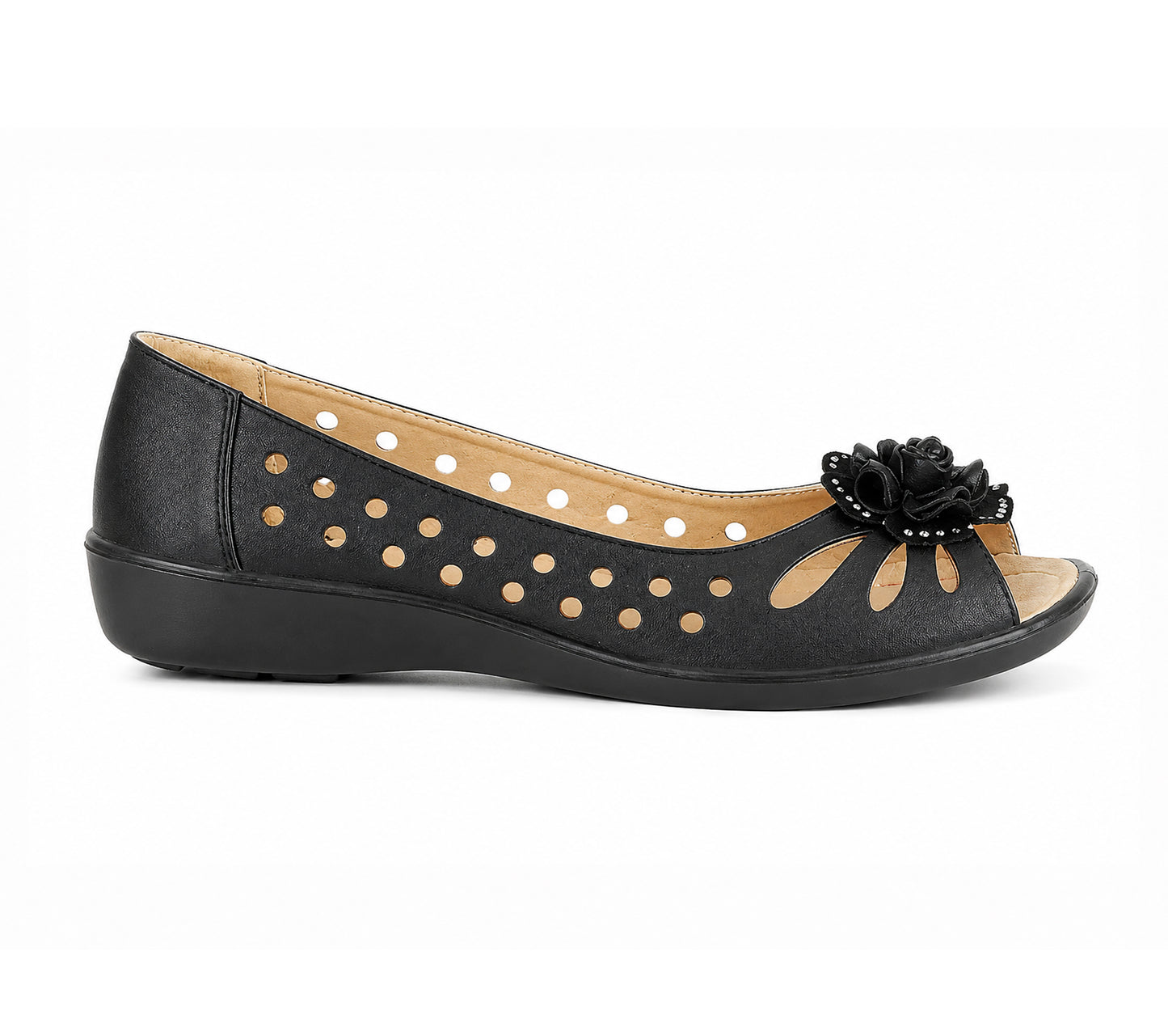 Womens Fashion sandals Slip On Open Peep Toe Pumps Ladies Leather sock Flower Summer Shoes