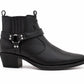 Men’s Western Cowboy Ankle Boots Harness Buckle Cuban Heel Biker Shoes