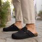 Mens Faux Suede Clogs Slip On Backless Cork Sole Arch Support Casual Slippers