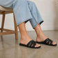 Womens Flat Slip On Sandals Open Toe Multi Strap Slides Backless Casual Summer Holiday Beach Slipper Flats Shoes