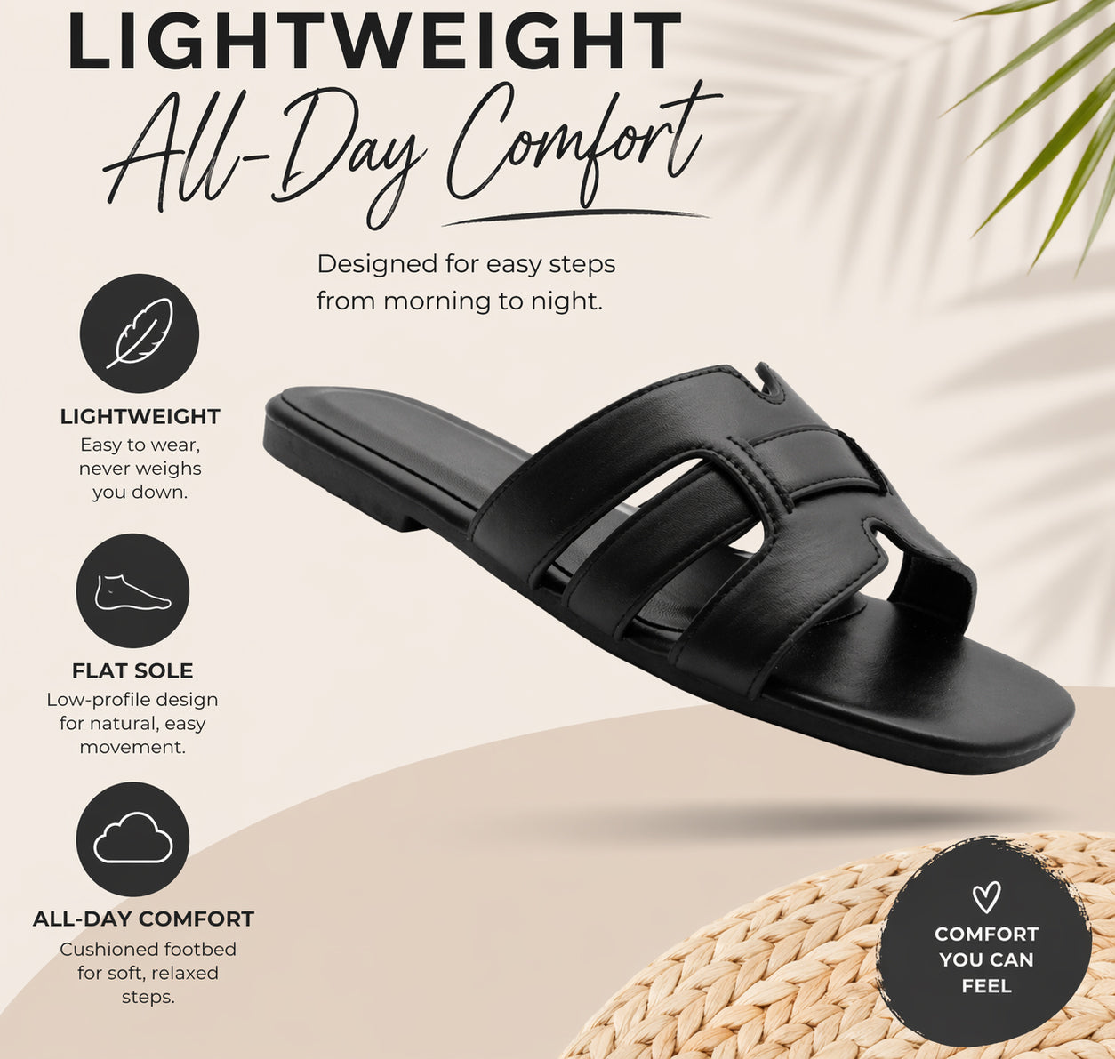 Womens Flat Slip On Sandals Open Toe Multi Strap Slides Backless Casual Summer Holiday Beach Slipper Flats Shoes