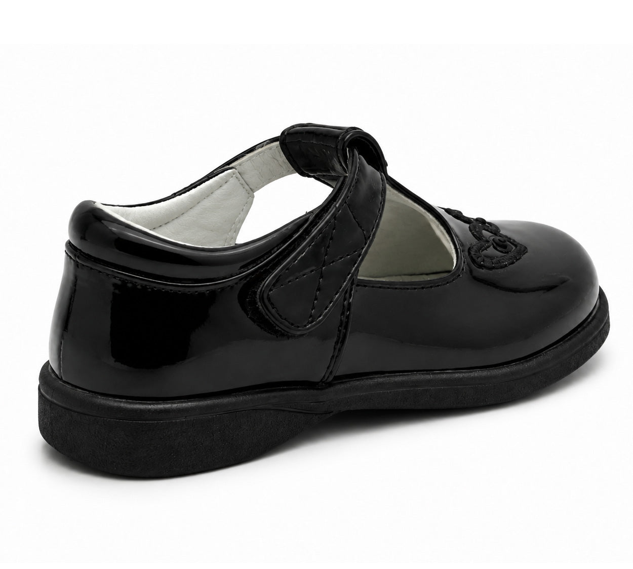 Girls Mary Jane School Shoes Black T-Bar Touch Fasten Adjustable Back To School Uniform Shoe