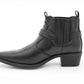 Men’s Western Cowboy Ankle Boots Harness Buckle Cuban Heel Biker Shoes