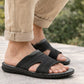 Mens Slip On Sandals Faux Leather Open Toe Sliders Flat Beach Casual Summer Slippers Comfort Sliders