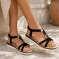Womens Strappy Wedge Sandals Elastic Back Strap Platform Sole Comfort Flat Open Toe Summer Casual Beach Holiday Shoes