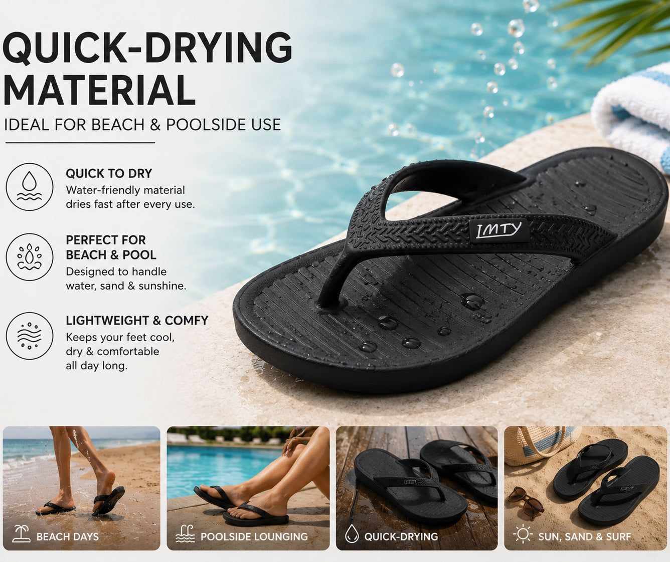 Womens EVA Flip Flops Ladies Lightweight Slip On Toe Post Sandals Beach Thong Slides