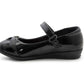 Girls Mary Jane School Shoes Black Patent T-Bar Touch Fasten Adjustable Back To School Uniform Shoe