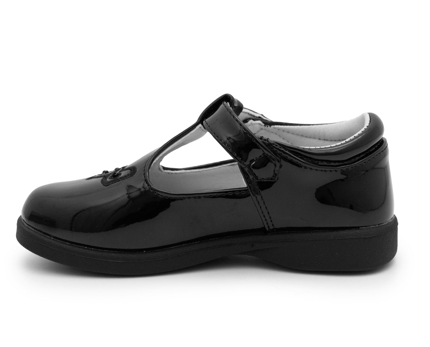 Girls Mary Jane School Shoes Black T-Bar Touch Fasten Adjustable Back To School Uniform Shoe