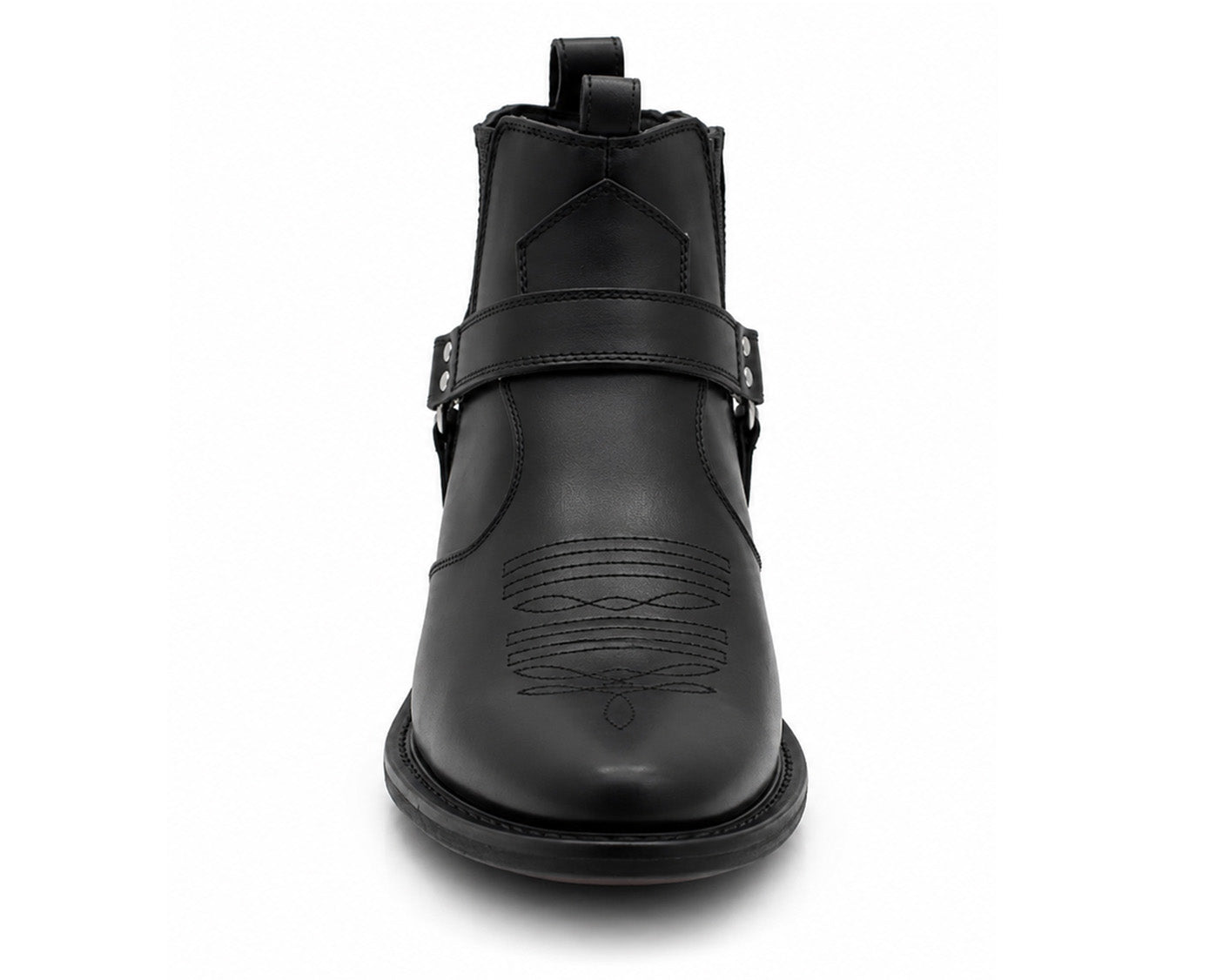 Men’s Western Cowboy Ankle Boots Harness Buckle Cuban Heel Biker Shoes