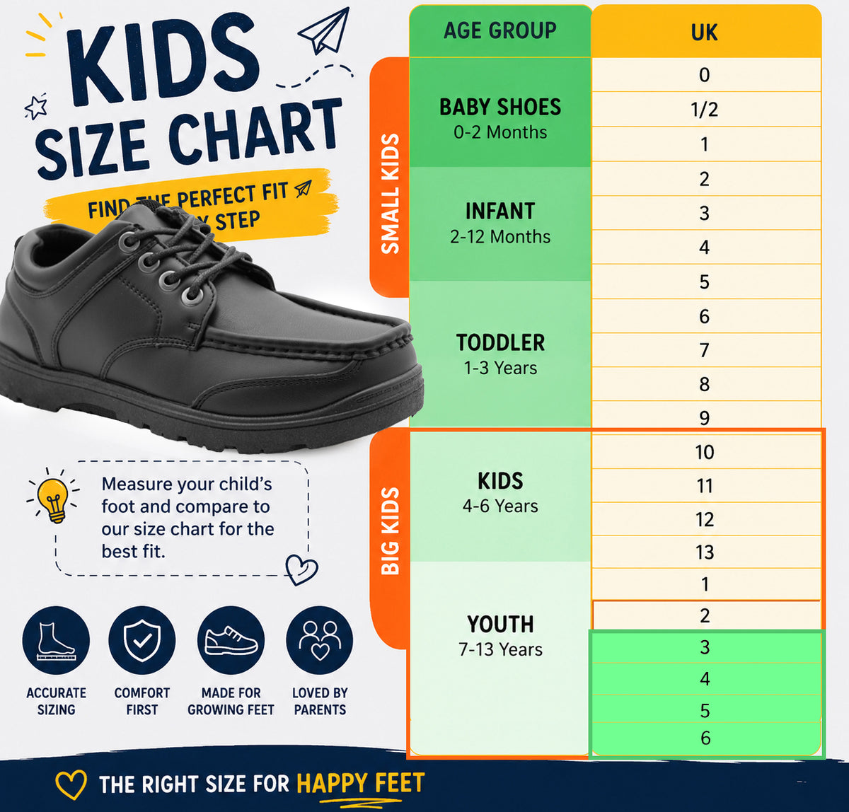 Boys Youth School Shoes All Black Faux Leather Lace Up Formal Smart Uniform Shoes