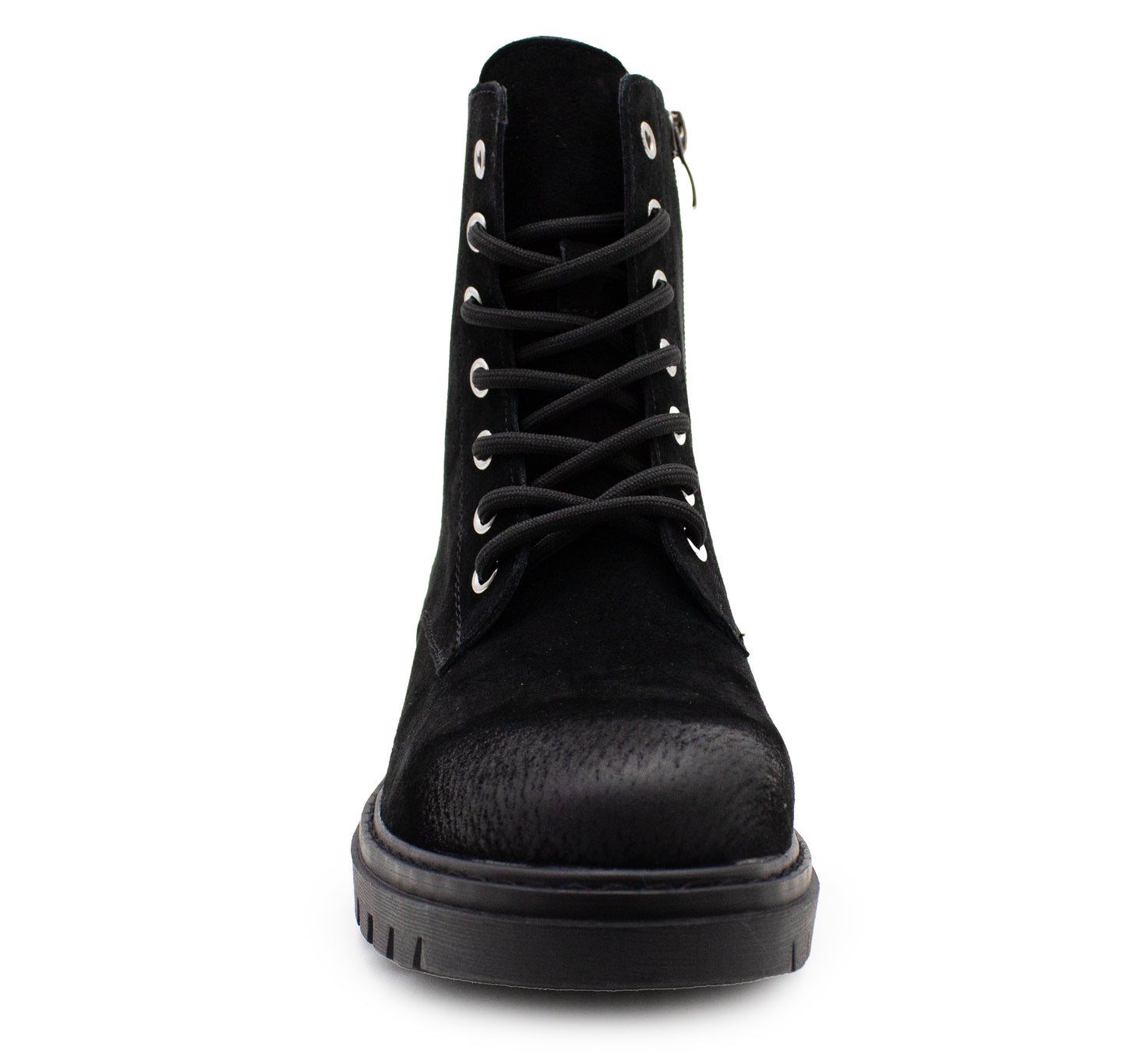 Women’s Suede Leather Boots Ladies Lace Up Zip Ankle Combat Boots Chunky Sole Walking Boot