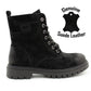 Women’s Suede Leather Boots Ladies Lace Up Zip Ankle Combat Boots Chunky Sole Walking Boot