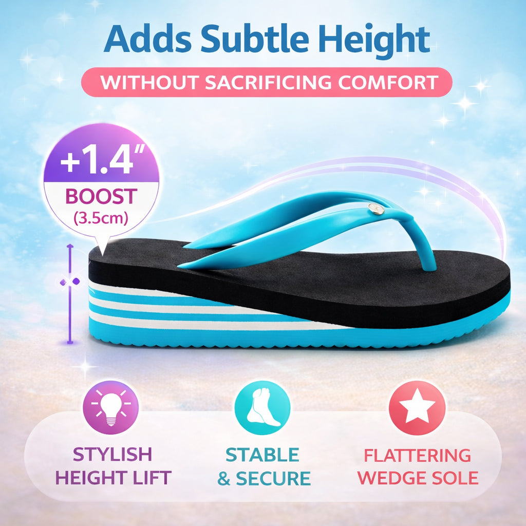 Womens Flip Flops Lightweight Toe Post Sandals Ladies Beach Summer Pool Shoe Wedge Thong Sandal