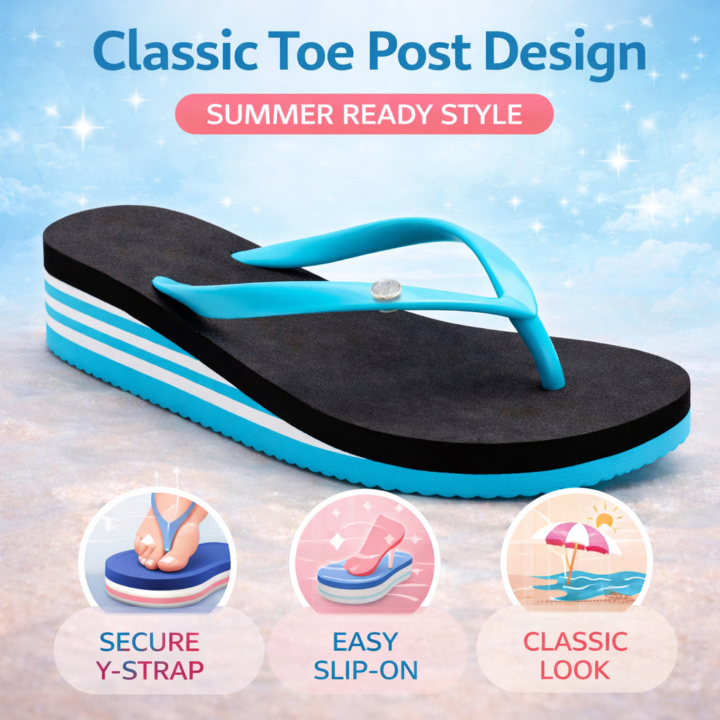 Womens Flip Flops Lightweight Toe Post Sandals Ladies Beach Summer Pool Shoe Wedge Thong Sandal