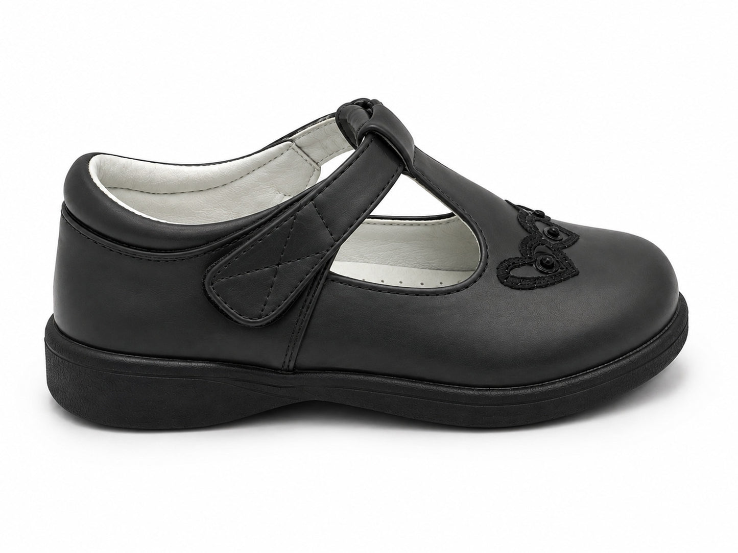Girls Mary Jane School Shoes Black T-Bar Touch Fasten Adjustable Back To School Uniform Shoe