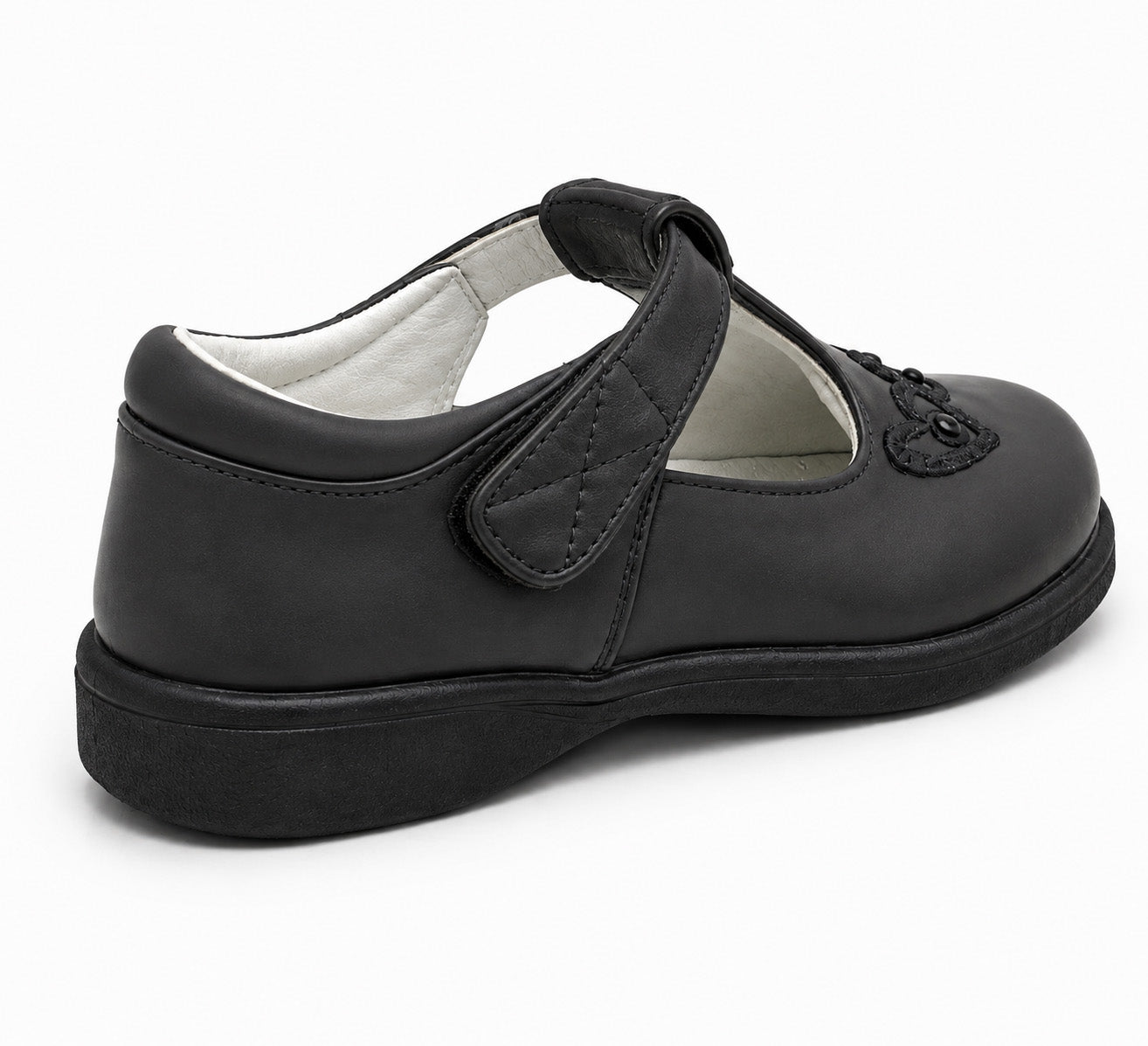 Girls Mary Jane School Shoes Black T-Bar Touch Fasten Adjustable Back To School Uniform Shoe