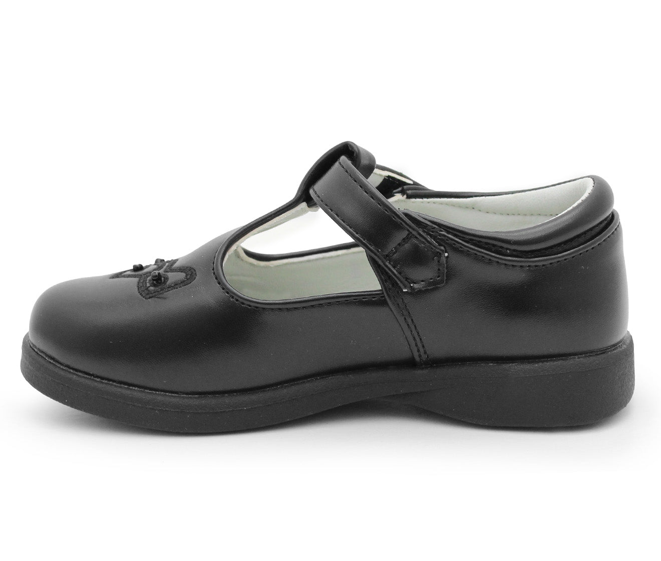 Girls Mary Jane School Shoes Black T-Bar Touch Fasten Adjustable Back To School Uniform Shoe