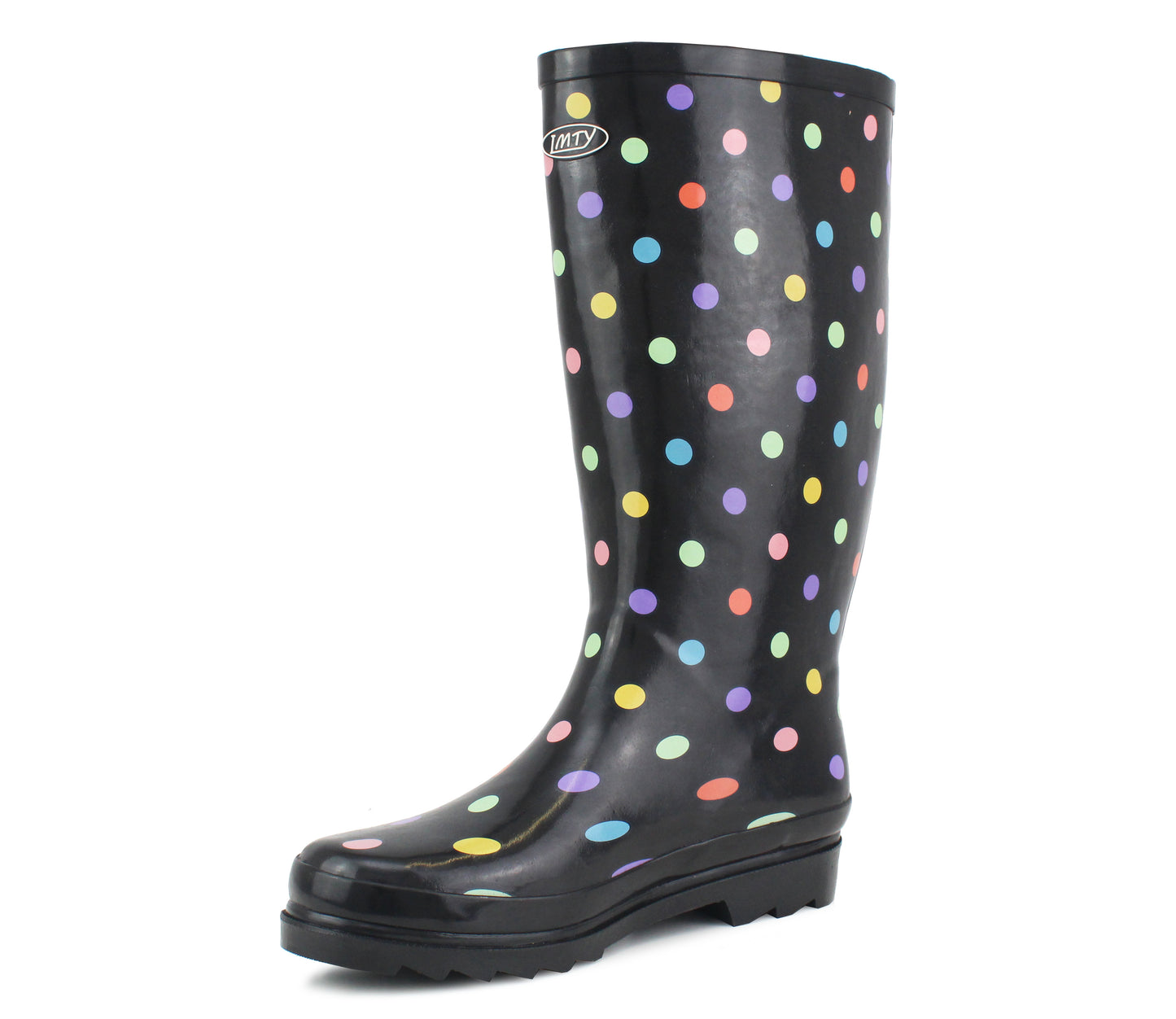 Womens Adjustable Calf Wellies Waterproof Ladies Fashion Festival Dog Walking Rain Mud Polka Dot Wellington Boots