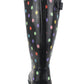 Womens Adjustable Calf Wellies Waterproof Ladies Fashion Festival Dog Walking Rain Mud Polka Dot Wellington Boots