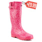 Womens Adjustable Calf Wellies Waterproof Ladies Fashion Festival Dog Walking Rain Mud Wellington Boots Fuchsia Pink